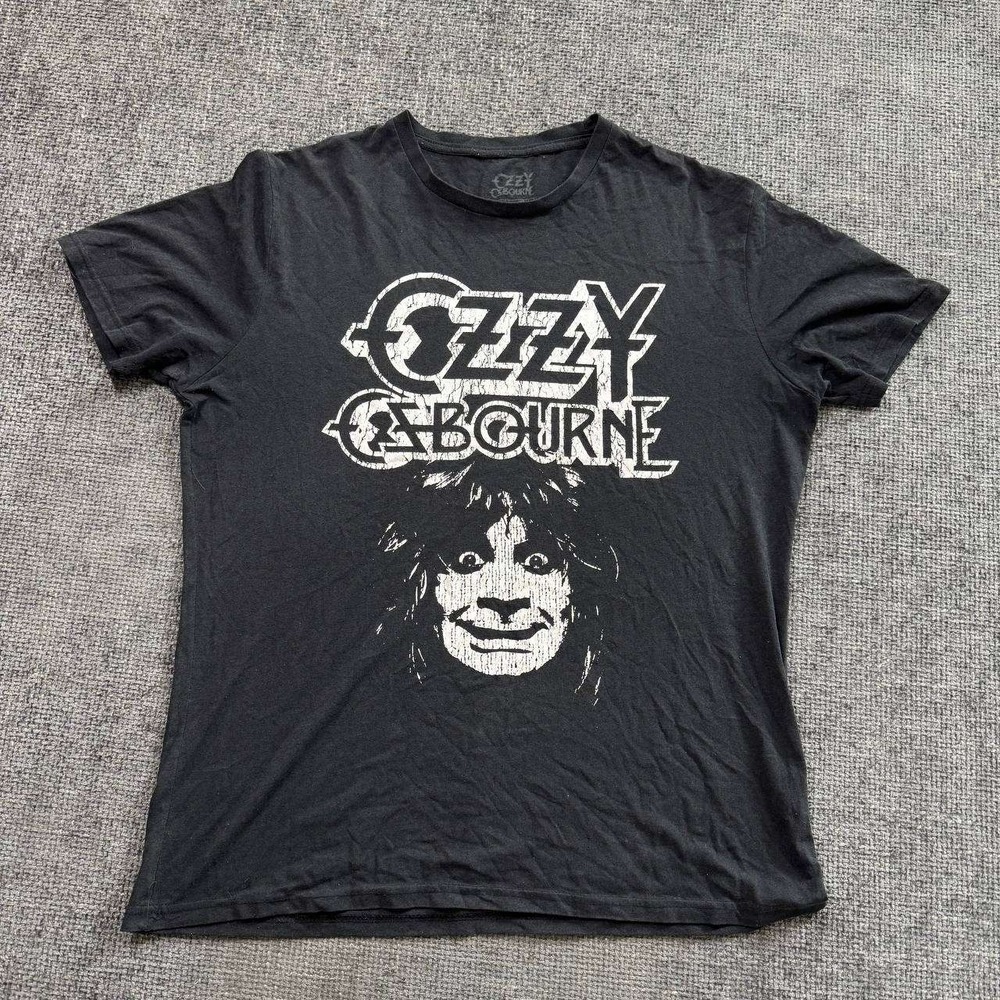 Ozzy Osbourne Graphic Tee Mens XL Black Distressed Band Rock Shirt 0686